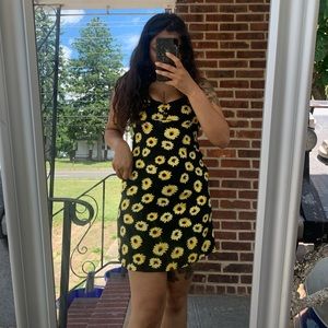 URBAN OUTFITTERS BLACK MINI SUNFLOWER DRESS